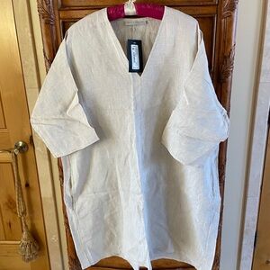 Bryn Walker Cream V-Neck Dress/Tunic. Gorgeous 100% linen. Runs large. NWT
